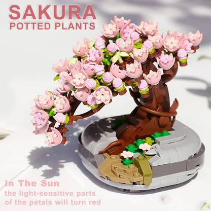 Mini Plant Bonsai Building Block Flower Plant Cherry Blossom Tree Potted Bouquet Model Bricks Home Decoration Toy For Kids Gifts - Smarsty