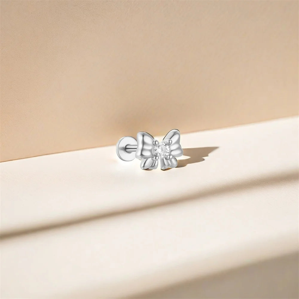 Sterling Silver Heart Zircon Stud Earrings Elegant Gift - Smarsty