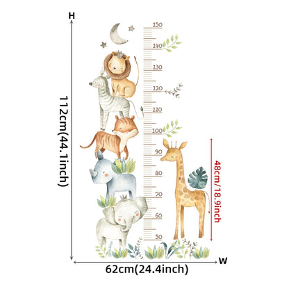 Cartoon Animal Height Ruler Wall Stickers for Kids Room - Smarsty