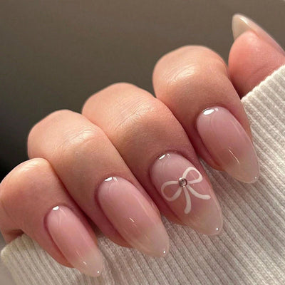 24PCS Medium Pink Black French Tip Press On Nails - Smarsty