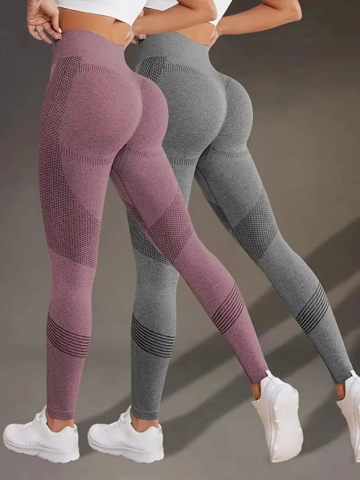 Elastic High Waist Leggings Women Knitted Solid Tights Seamless Butt Lift Fitness Yoga Fashion Skinnly Gym Sports Leggings - Smarsty