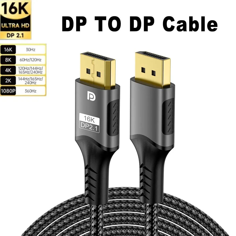 16K DisplayPort 2.1 Cable for High-Speed Gaming - Smarsty