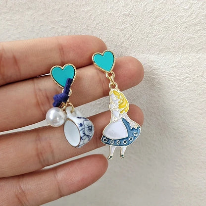 Cute Fairy Tale Princess Alice Dangle Earrings with Pearls - Smarsty