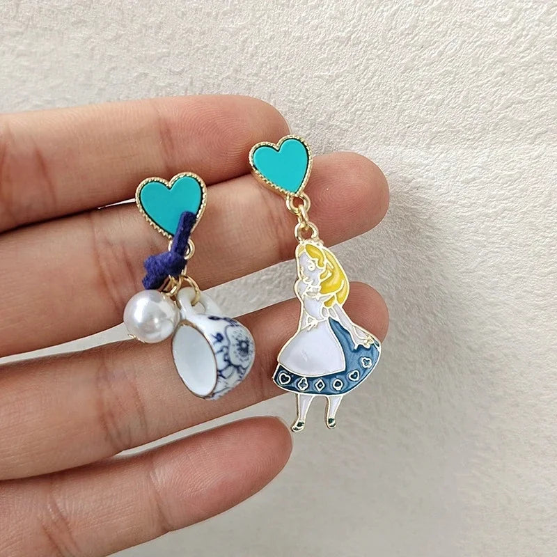 Cute Fairy Tale Princess Alice Dangle Earrings with Pearls - Smarsty