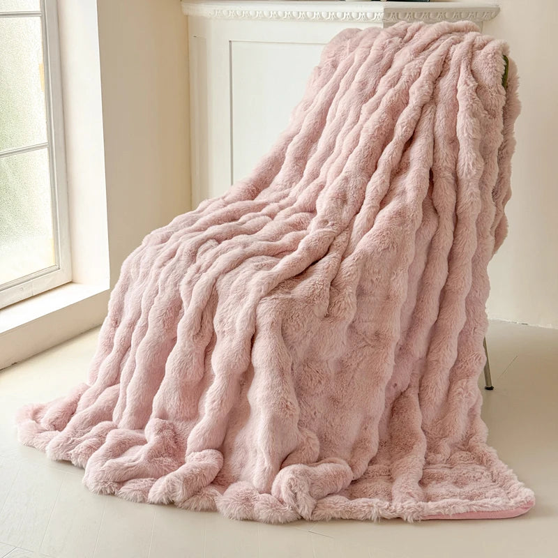 Double-Layer Rabbit Fur Blanket for Comfortable Summer Use - Smarsty