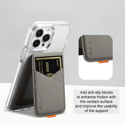 Luxury Leather Cellphone Magsafe Magnetic Card Holder For IPhone 14 13 15 16 17 Pro Max 16Plus RFID Anti-Skimming Bank ID Card - Smarsty