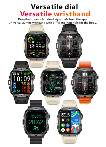 Rugged Military Smart Watch for Men with Bluetooth Calling - Smarsty
