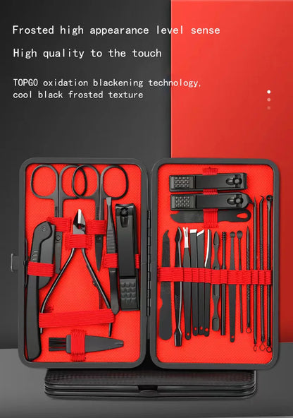Convenient Black and Red Nail Clipper Set - Smarsty