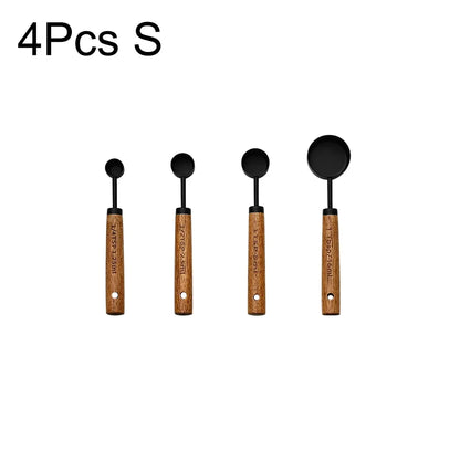 Gold Wooden Handle Stainless Steel Measuring Cups Set - Smarsty