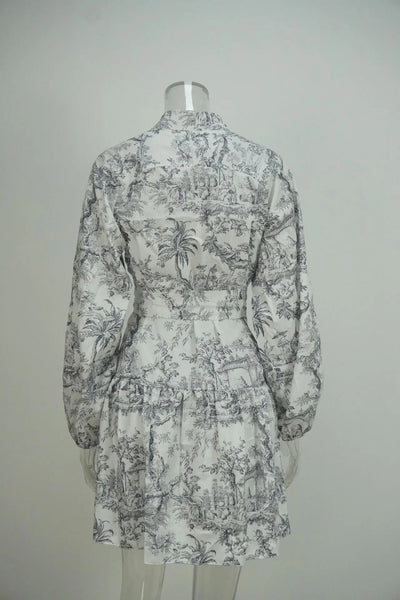 Autumn new women's clothing style elegant, fashionable, casual, sexy commuting long sleeved lace up Chinese style printed dress - Smarsty