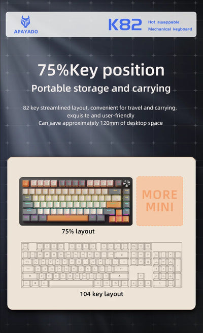 75 Percent Mechanical Keyboard With Media Knob Backlighting - Smarsty