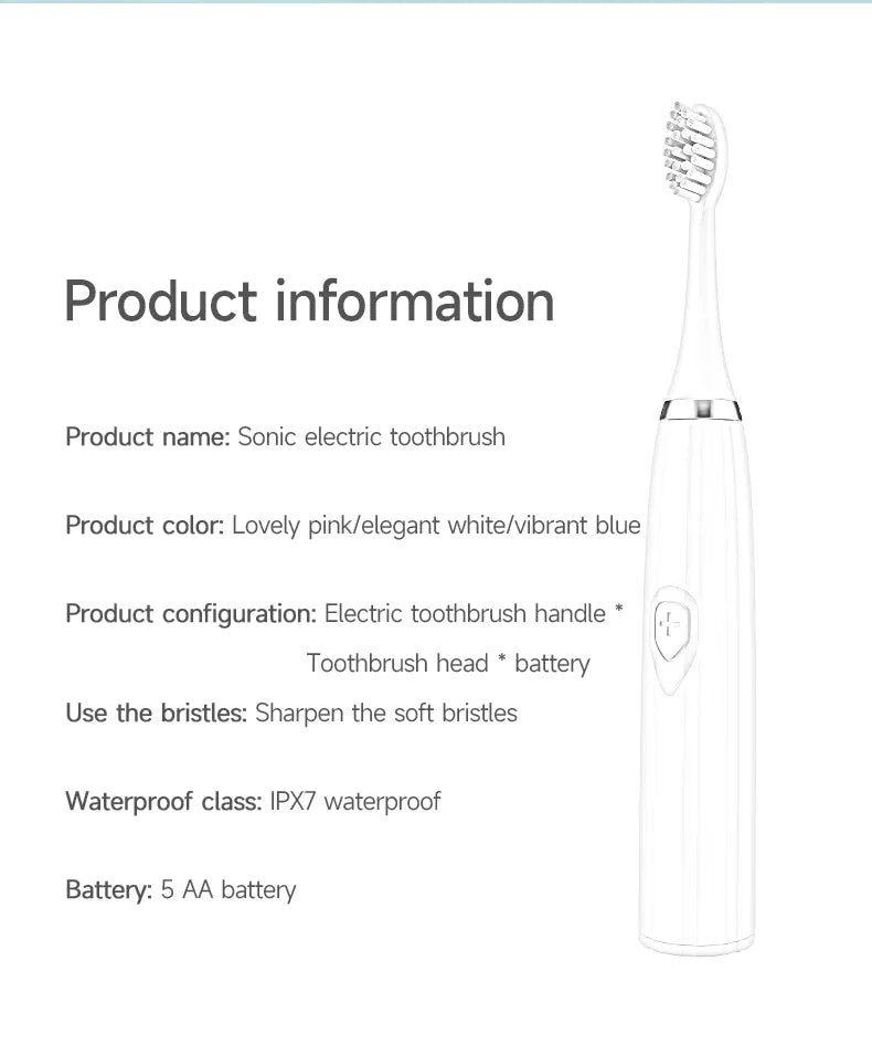 Portable Waterproof Electric Toothbrush with Soft Bristles - Smarsty