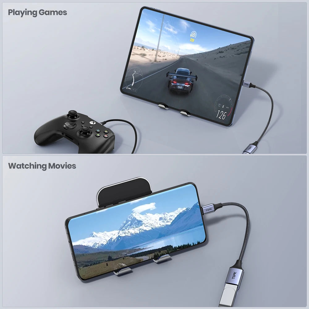 TOPK USB C to USB A Dapter OTG Cable Type C Male to USB 3.0 2.0 Female Cable for MacBook Pro Samsung Type C Adapter - Smarsty