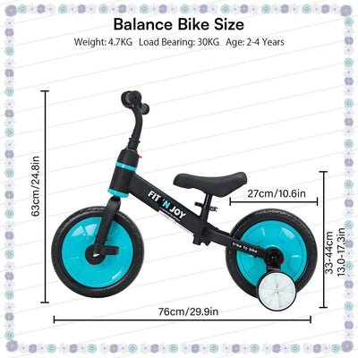 UBRAVOO Fit 'n Joy Beginner Toddler Training Bicycle for Boys Girls 2-4, 4-in-1 Kids Balance Bike with Pedals & Training Wheels - Smarsty