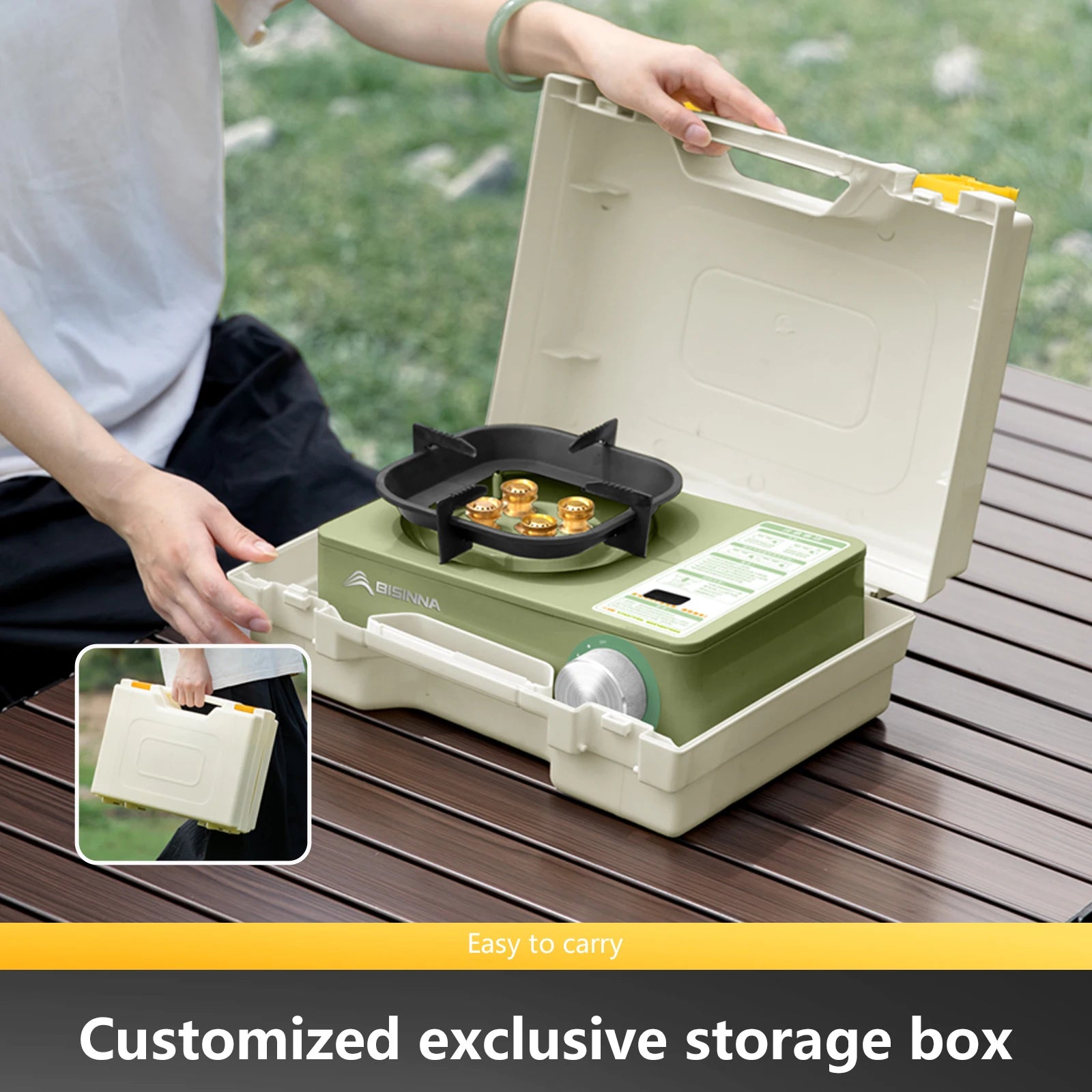 BISINNA Camping Gas Stove 5800W High Firepower Outdoor Portable Cassette Burner for Picnic Hiking Trekking