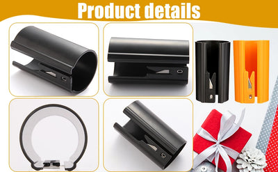 HORN Sliding Wrapping Paper Cutter - Easy-Glide Gift Wrap Trimmer for Christmas & Birthdays, Durable ABS，, Orange/Black - Smarsty