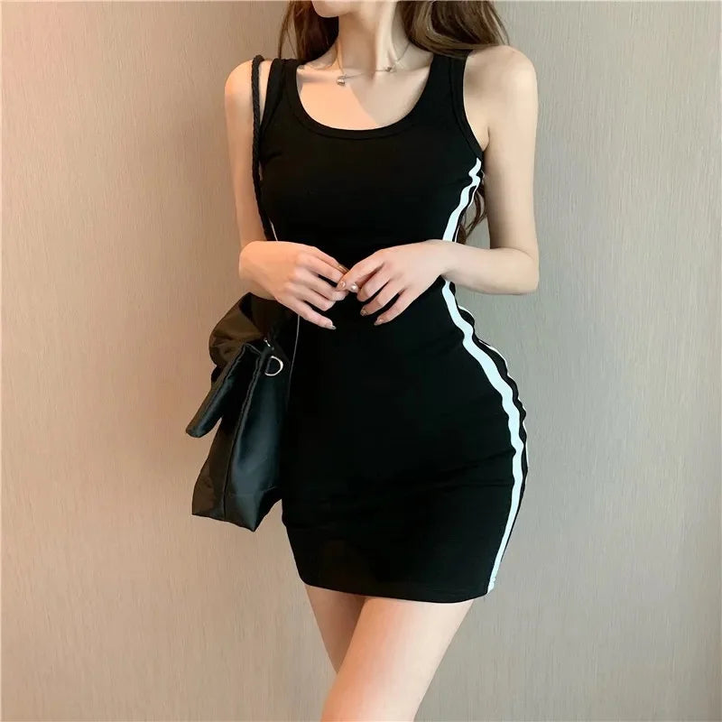 Summer Women Casual Sheath Dress Lady Spaghetti Strap Sleeveless Sexy Stretch Slim Dress Vestidos QT030 - Smarsty