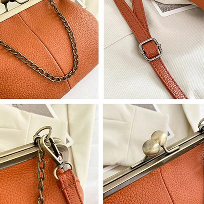 Vintage Soft Skin Shell Bag Lychee Pattern Crossbody - Smarsty
