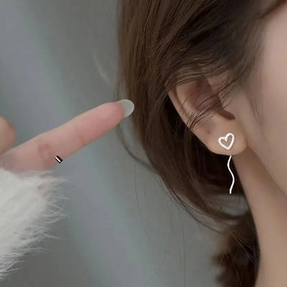 Trendy Long Tassel Heart Drop Earrings for Stylish Women - Smarsty