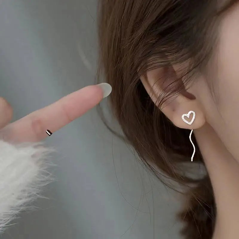 Trendy Long Tassel Heart Drop Earrings for Stylish Women - Smarsty