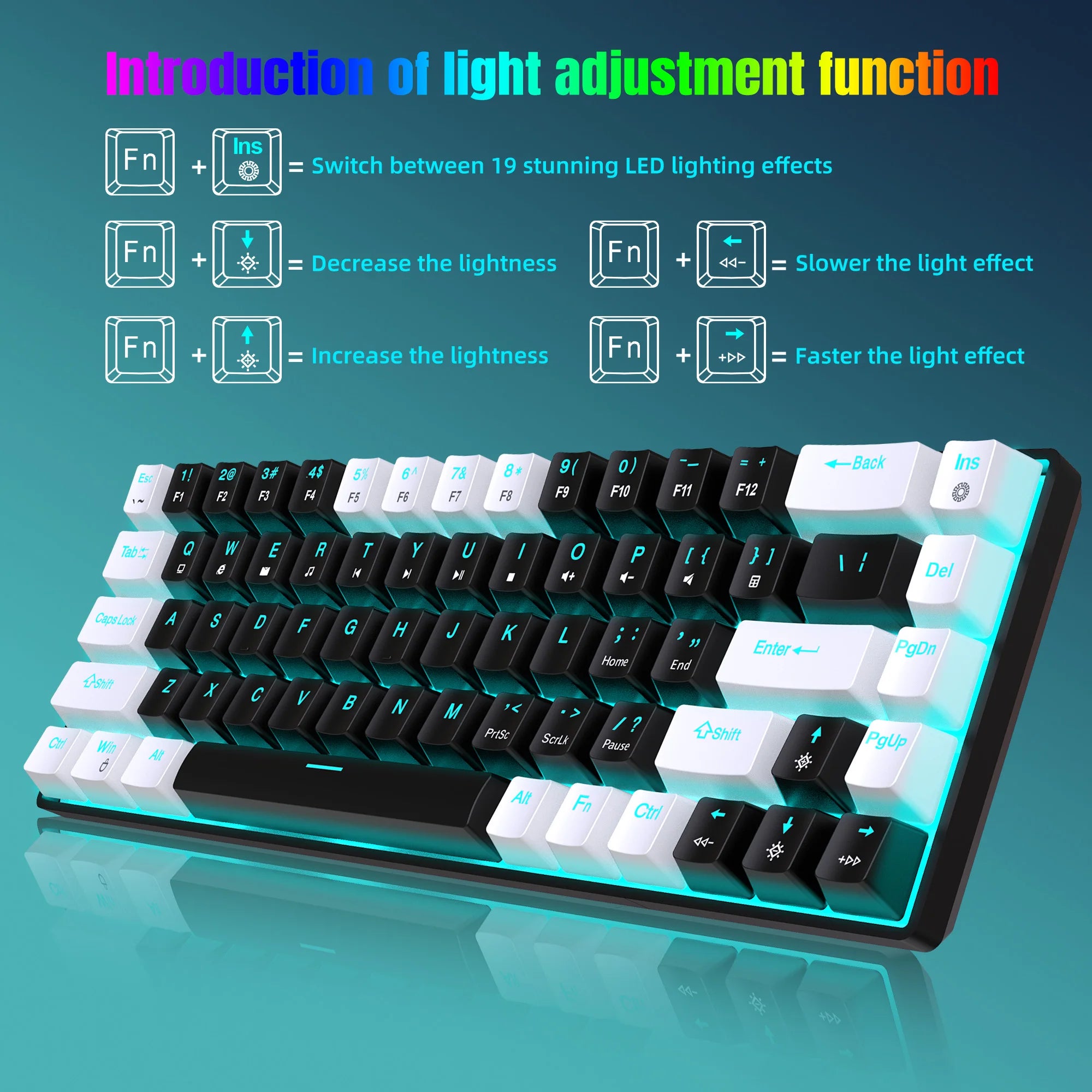68 Keys Mechanical Keyboard With Ergonomic RGB Backlight