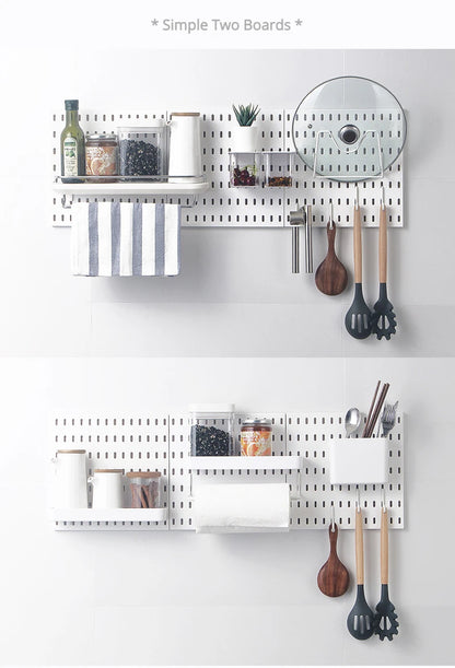 New DIY Pegboard Accessories Hanging Shelf Storage Hooks Wall Organizer No Punching Crafts Organization For Garage Kitchen Room