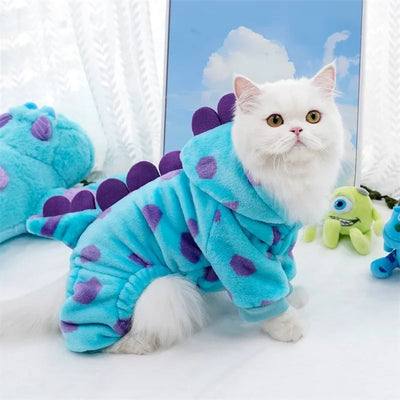 Funny Dog Dinosaur Halloween Costume Soft Warm Dog Clothes for Small Dogs Pixar Monsters Overalls for Cat Winter Puppy Hoodies