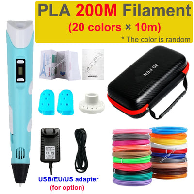 3D Pen 3d Printing Pen Children DIY Drawing Pens PLA Filament Birthday Christmas Boys Girls Gift For Kids With Travel Case - Smarsty