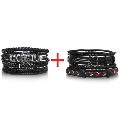 Men’s Leather Braided Bracelets Vintage Ethnic Wristband - Smarsty