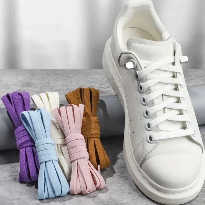 Flat Elastic Shoe Laces Sneakers No Tie Shoelaces for Shoes Tennis Quick Shoelace Clips Without Ties Shoe Accessories Kids Adult - Smarsty