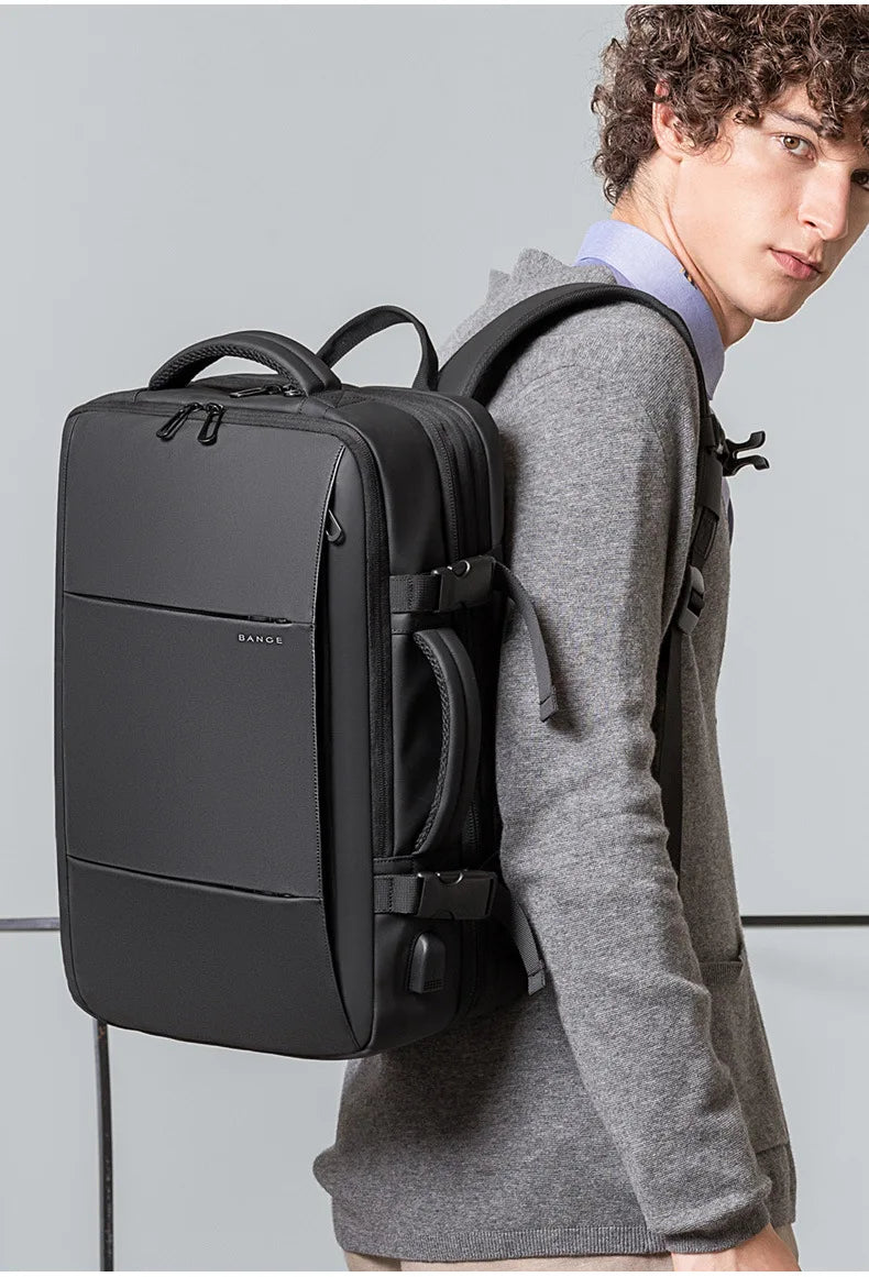BANGE Expandable Men's Backpack Waterproof 17.3 in Laptop Backpack Man Large Capacity Hiking Travel Bag Male Backpacks for Men - Smarsty