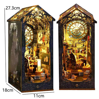 DIY Book Nook Kit 3D Miniature Wooden Doll House Photo Frame Ornament Bookshelf Insert Retro Booknook Decor For Birthday Gifts by Smarsty