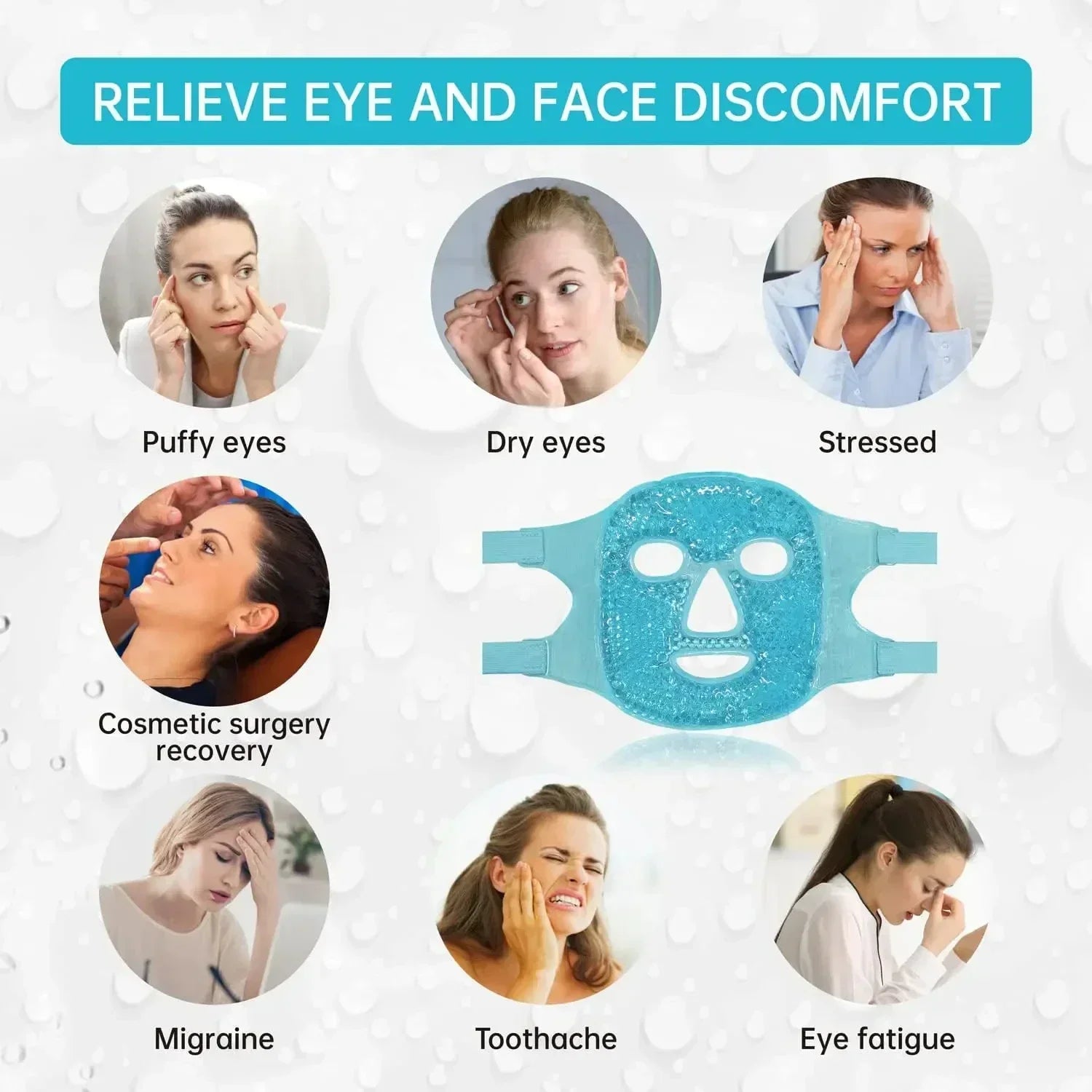 Full Face Gel Beads Eye Mask for Puffiness Relief - Smarsty