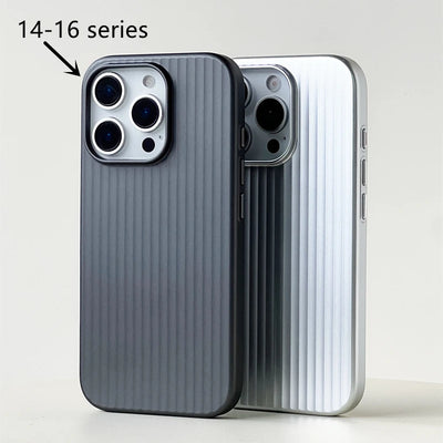Fashion Plating 3D Luggage Stripes for Magsafe Phone Case for IPhone 17 16 15 14 Pro Max Shockproof Wireless Charge Matte Cover - Smarsty