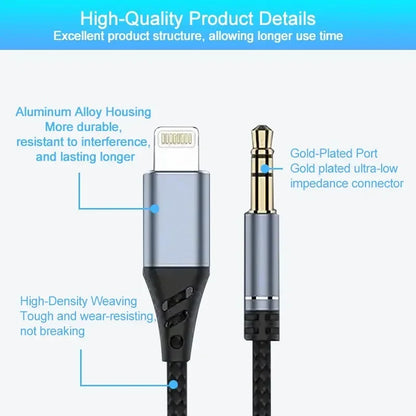 Lightning to 3.5mm AUX Cable for iPhone Audio Connection - Smarsty