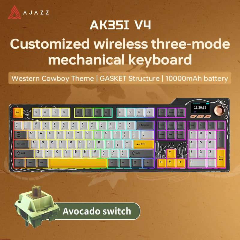 Tri Mode Gaming Keyboard With Hot Swap 104 Keys Gasket