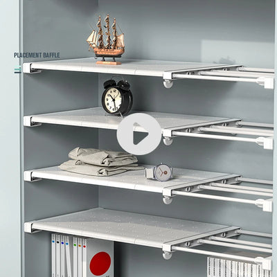 Adjustable Closet Organizer Storage Shelf Wall Mounted Kitchen Rack Space Saving Wardrobe Decorative Shelves Cabinet Holder by Smarsty