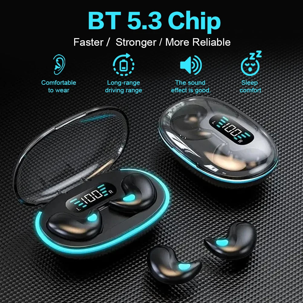 BT 5.3 Invisible Sleep Earphones Touch Control Sense-Free Micro Sleep Earbuds IPX5 Waterproof Open Ear Headsets for Better Sleep