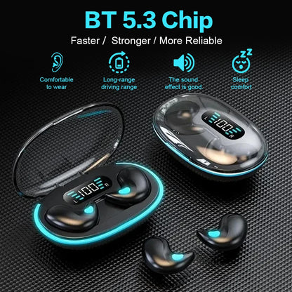 BT 5.3 Invisible Sleep Earphones Touch Control Sense-Free Micro Sleep Earbuds IPX5 Waterproof Open Ear Headsets for Better Sleep