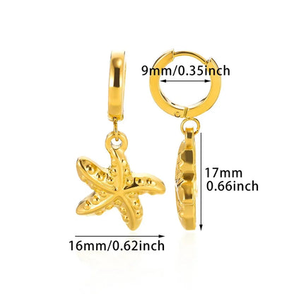 Vintage Starfish Stainless Steel Stud Earrings Lightweight - Smarsty