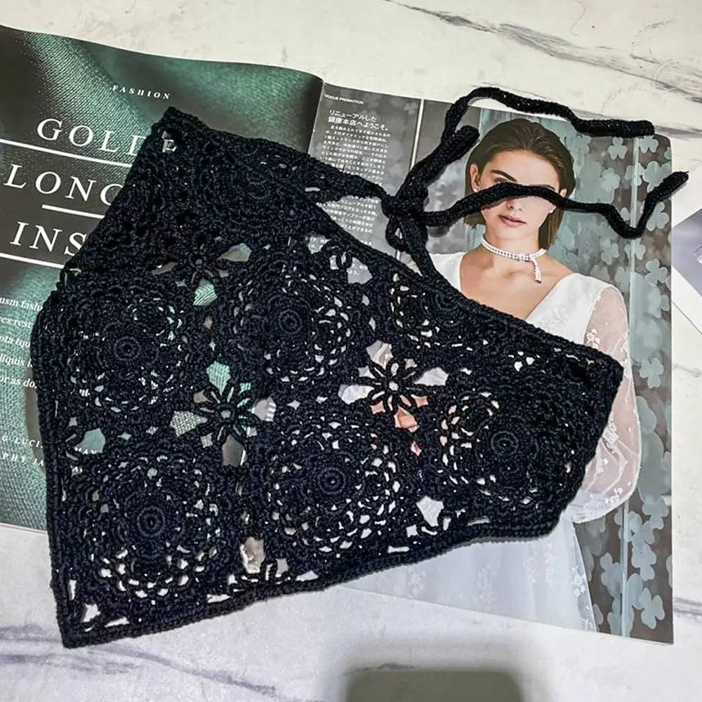 Lace Triangle Scarf Breathable Summer Crochet Headband - Smarsty