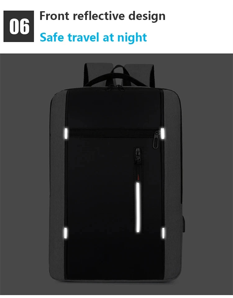 Men's Waterproof Oxford Laptop Backpack 15.6 Inch with USB Charging Port High Capacity Business Travel School Bag - Smarsty