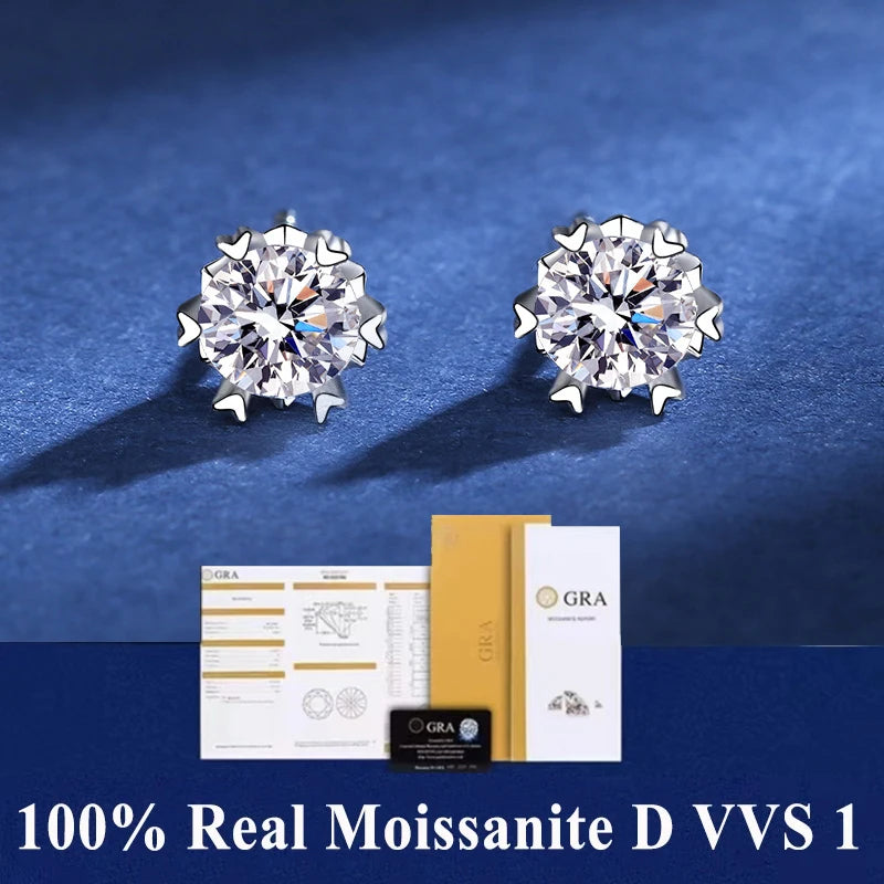 D VVS1 Moissanite Stud Earrings S925 Platinum Plating - Smarsty