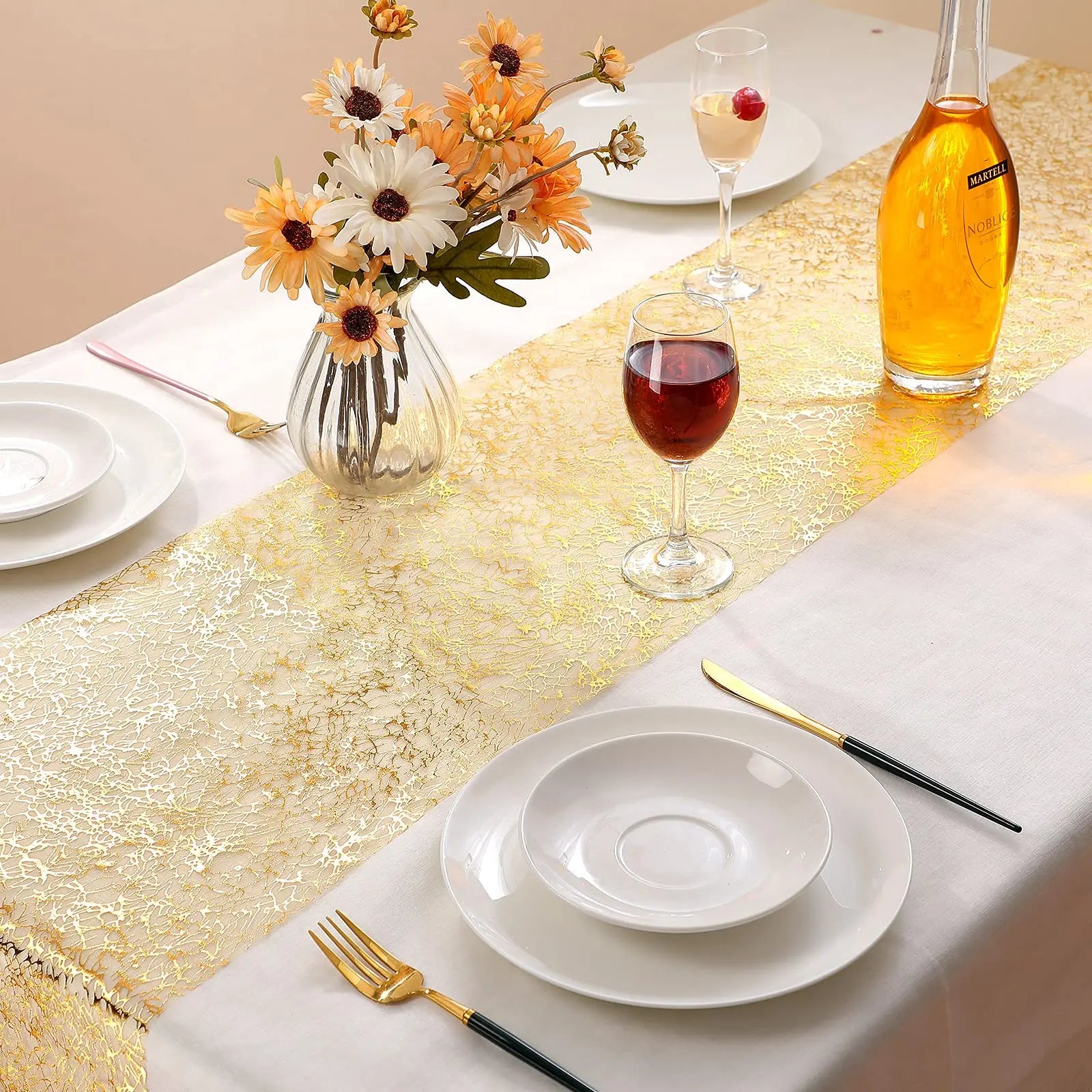 Gold Metallic Glitter Table Runner for Elegant Decor - Smarsty