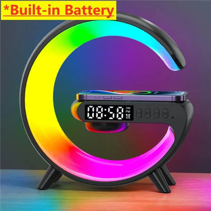 Wireless Charger Pad Stand With RGB Night Light Alarm Clock - Smarsty
