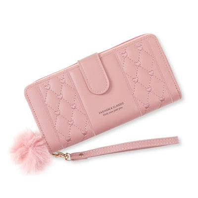 Women Long Wallet Pu Leather Card Holder Large Capacity Hasp Zipper Coin Purse Multi Card Organizer Cell Phone Wristlet Handbag - Smarsty