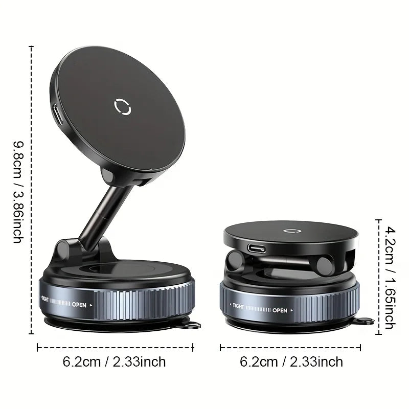 Magnetic Car Phone Holder 360 Rotation Vacuum Suction - Smarsty