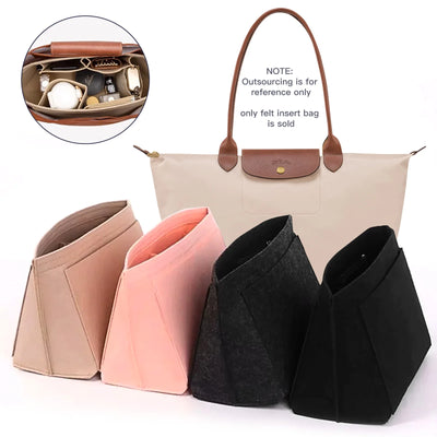 Felt Insert Bag Fits For Longchamp Handbag Liner Bag Felt Cloth Makeup Bag Support Travel Portable Insert Purse Organizer - Smarsty