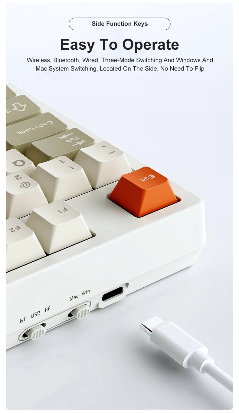 Tri Mode Gaming Keyboard With Hot Swap 104 Keys Gasket