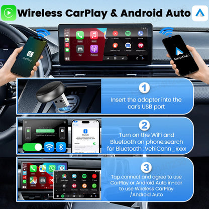 2025 CarlinKit 5.0 Mini Ultra 3 CarPlay Android Auto Wireless Adapter 2.4G&5.8GHz WiFi BLE OTA Upgrade For OEM Car Plug and Play